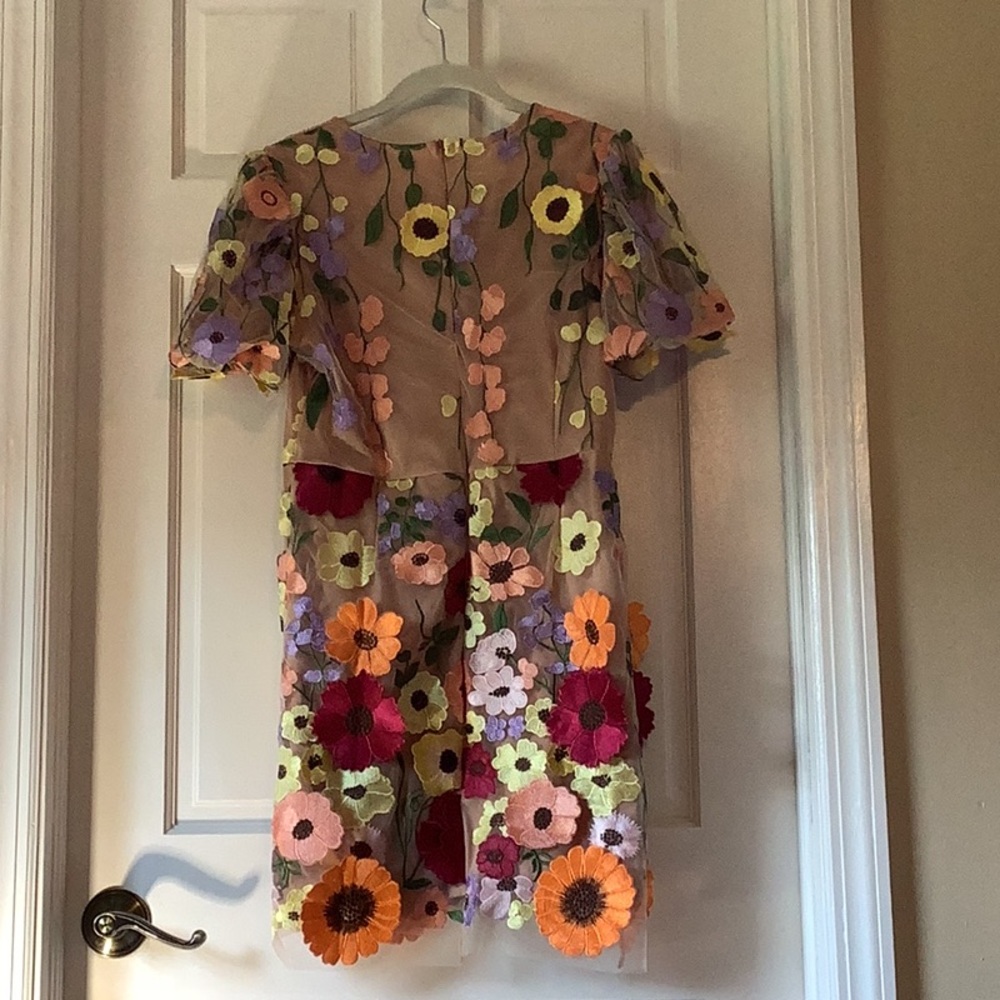 Beautiful 3D multicolor floral appliqué dress - Picture 6 of 15